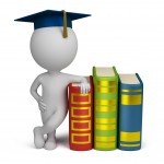 3d small people - graduate and books